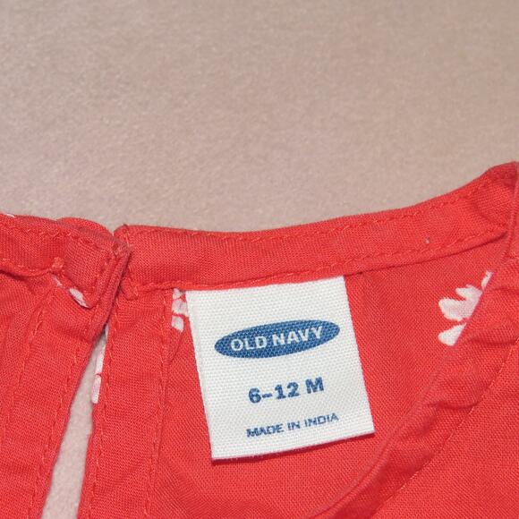 Old Navy Red Floral Print Short Sleeve Baby Top - Picture 5 of 6